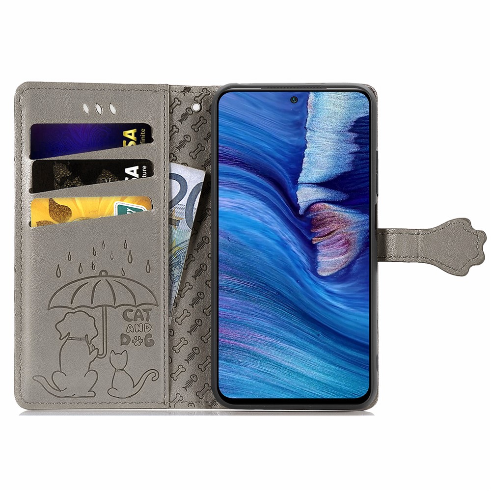 Imprinting Cat Dog Pattern Design Magnetic Leather Stand Case for Xiaomi Redmi Note 10 5G / Poco M3 Pro 5G / Poco M3 Pro 4G - Grey-3