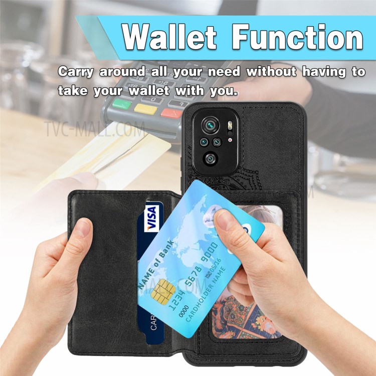Mandala Flower Pattern Magnetic Suction Mobile Phone Protective Case Cover for Xiaomi Redmi Note 10 4G/Note 10S - Black-6
