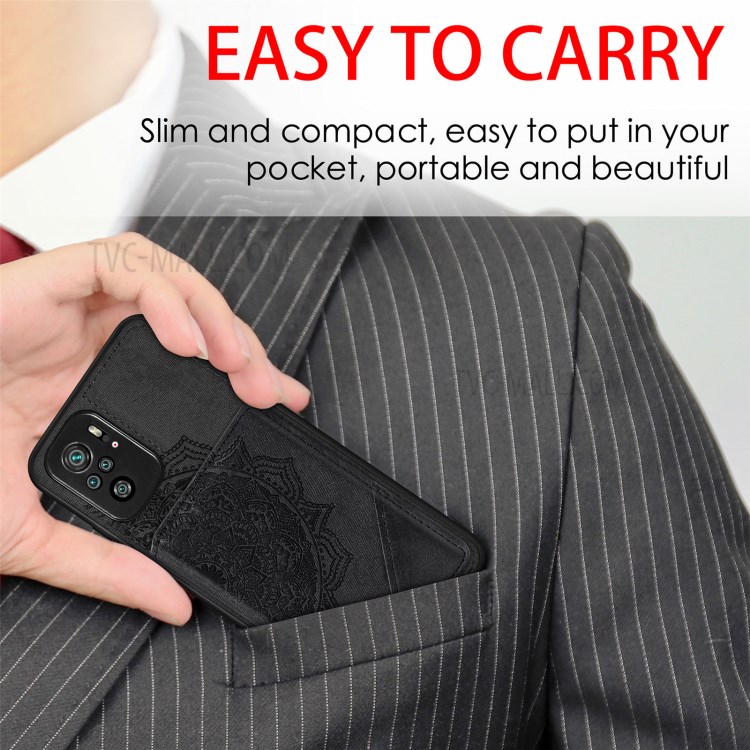Mandala Flower Pattern Magnetic Suction Mobile Phone Protective Case Cover for Xiaomi Redmi Note 10 4G/Note 10S - Black-7