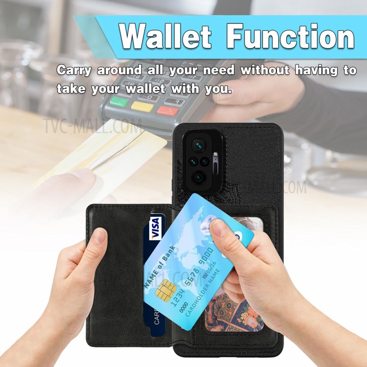 Mandala Flower Pattern Auto-absorbed Mobile Phone Hybrid Case Cover for Xiaomi Redmi 10 Pro/Note 10 Pro Max - Black-6