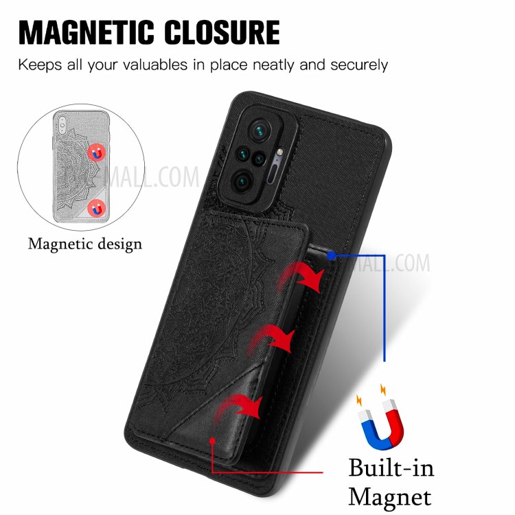 Mandala Flower Pattern Auto-absorbed Mobile Phone Hybrid Case Cover for Xiaomi Redmi 10 Pro/Note 10 Pro Max - Black-8