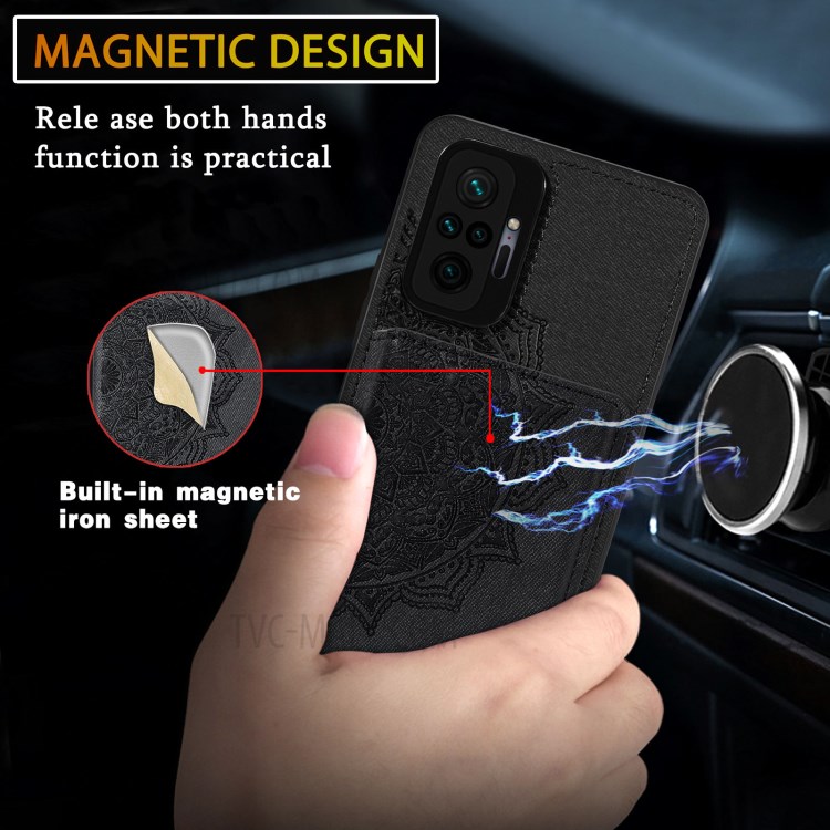 Mandala Flower Pattern Auto-absorbed Mobile Phone Hybrid Case Cover for Xiaomi Redmi 10 Pro/Note 10 Pro Max - Black-9