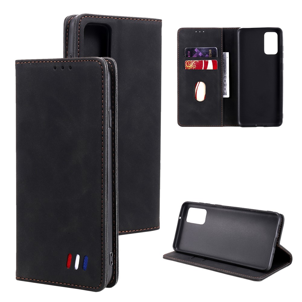 Skin-touch Feeling Mobile Phone Cover with Stand & Tri-colored Ornament for Xiaomi Redmi Note 10 4G/Note 10S - Black-10