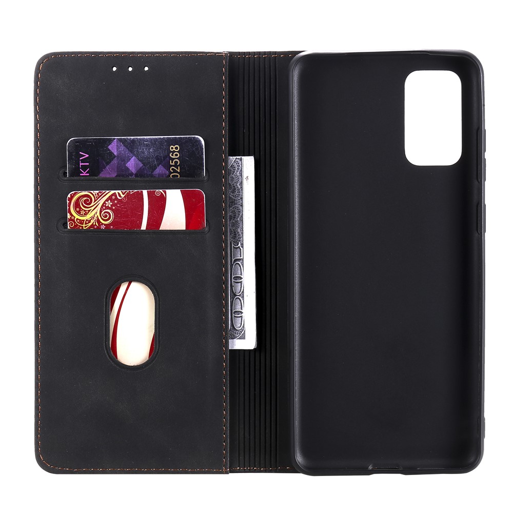 Auto-absorbed Tri-color Decor Skin-touch Feeling Leather Full-Protection Wallet Phone Case Cover for Xiaomi Redmi Note 10 5G - Black-4