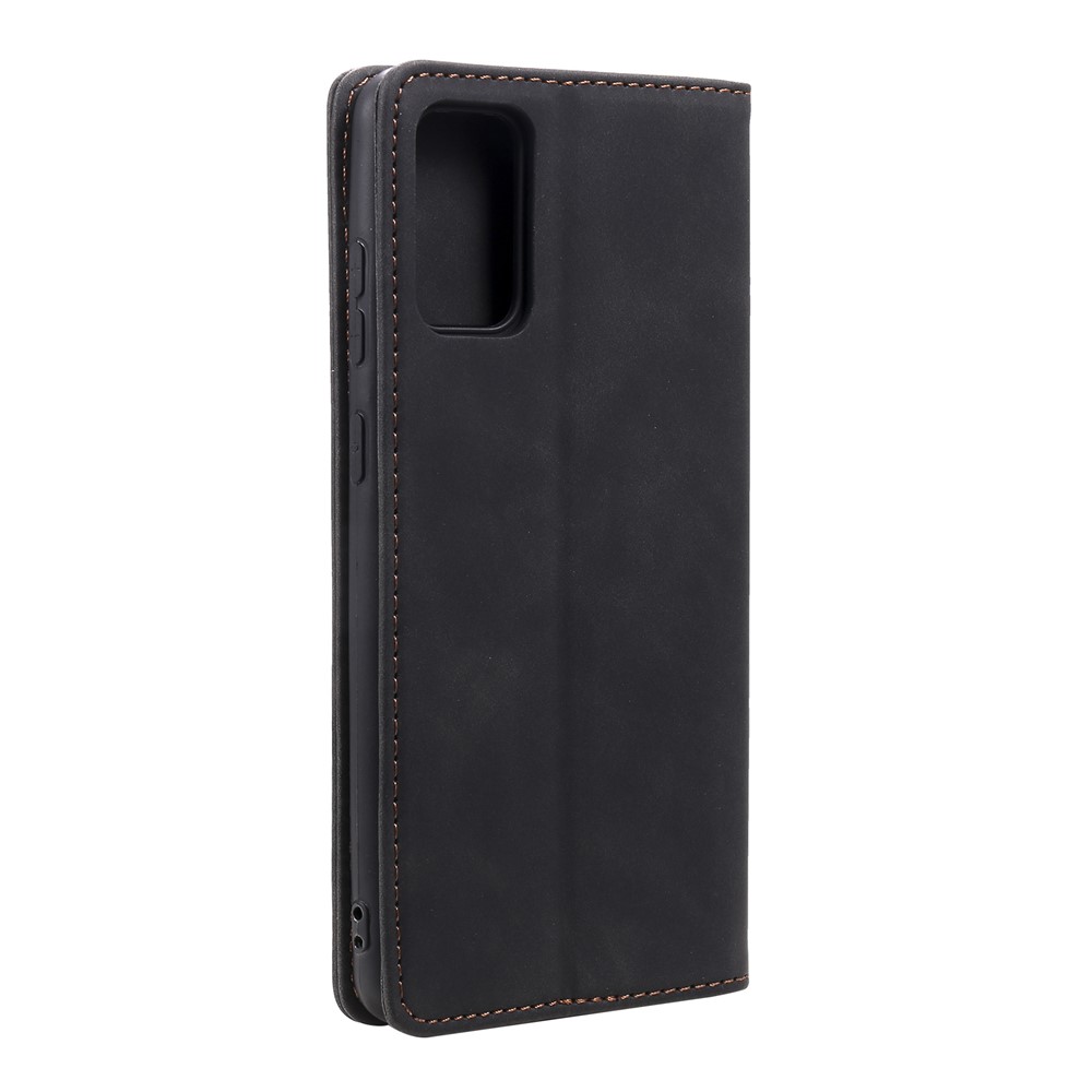 Auto-absorbed Tri-color Decor Skin-touch Feeling Leather Full-Protection Wallet Phone Case Cover for Xiaomi Redmi Note 10 5G - Black-7