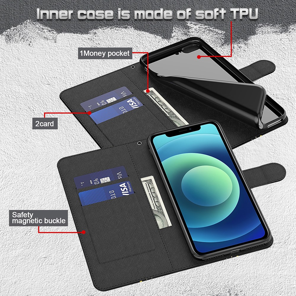 3D Pattern Printing Shockproof Leather Phone Shell Wallet Stand Case with Lanyard for Xiaomi Redmi Note 10 4G/Note 10S - Cat and Tiger-6