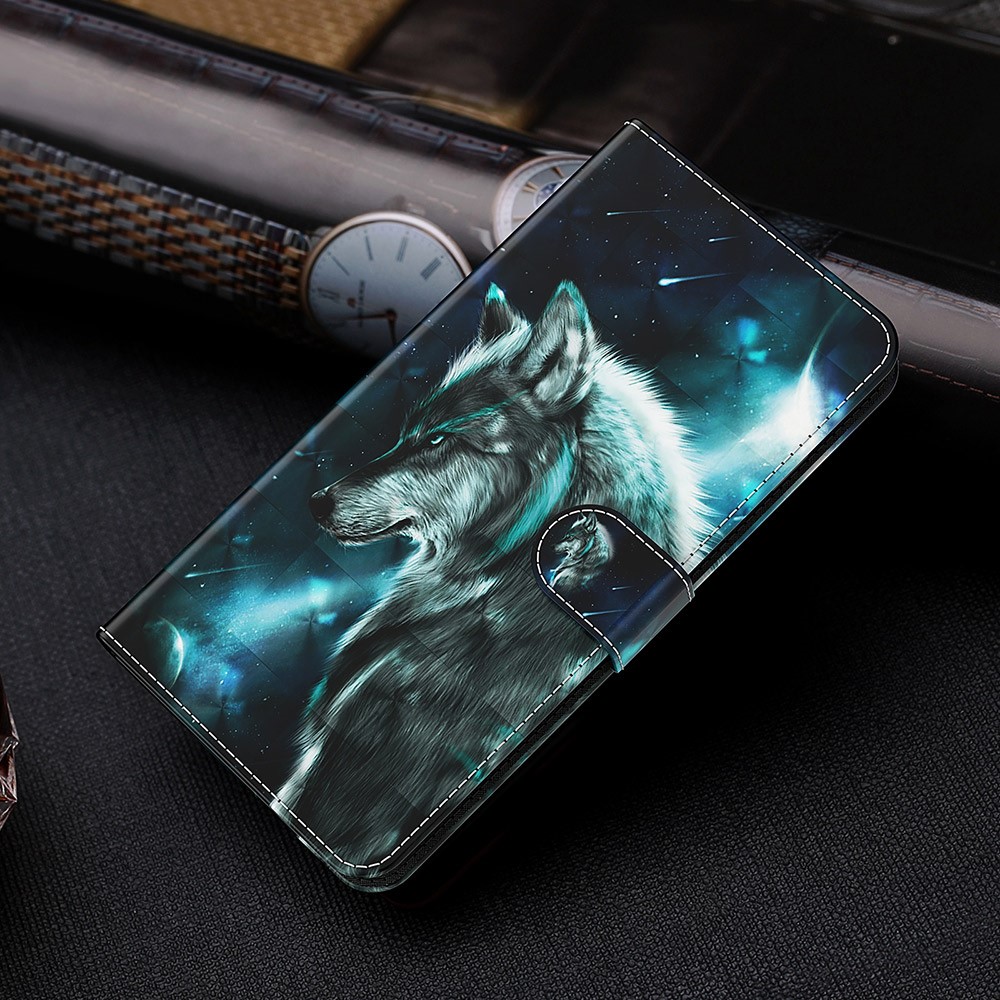 Wallet Stand PU Leather 3D Pattern Printing Phone Cover Shell for Xiaomi Redmi Note 10 Pro Max/Note 10 Pro - Wolf-10