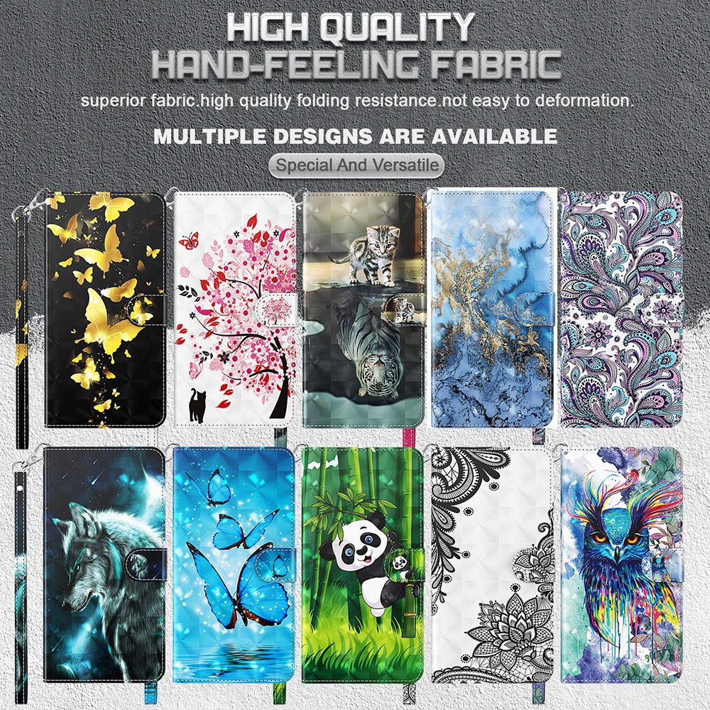 Wallet Stand PU Leather 3D Pattern Printing Phone Cover Shell for Xiaomi Redmi Note 10 Pro Max/Note 10 Pro - Wolf-11
