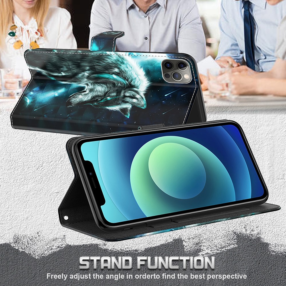 Wallet Stand PU Leather 3D Pattern Printing Phone Cover Shell for Xiaomi Redmi Note 10 Pro Max/Note 10 Pro - Wolf-2