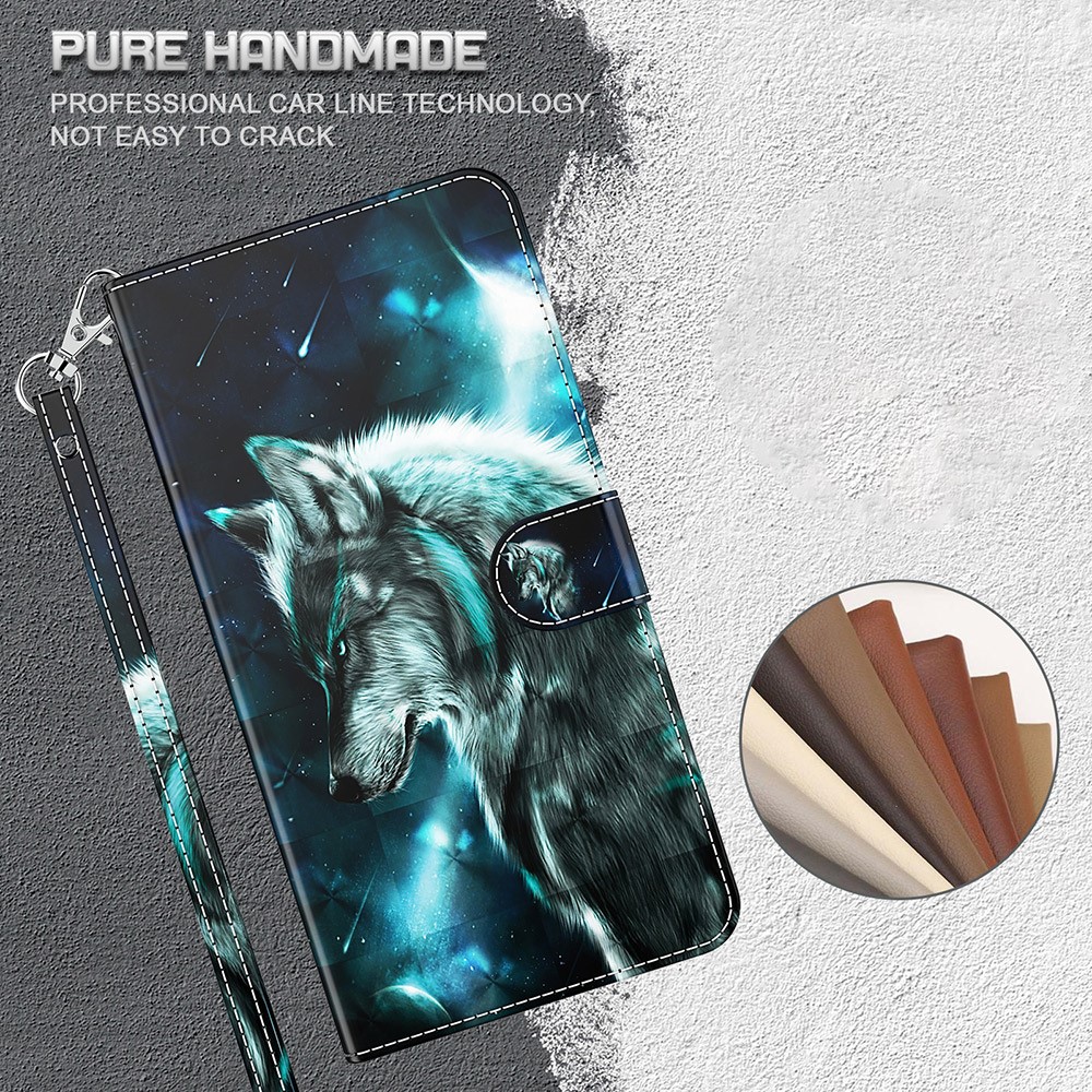Wallet Stand PU Leather 3D Pattern Printing Phone Cover Shell for Xiaomi Redmi Note 10 Pro Max/Note 10 Pro - Wolf-3
