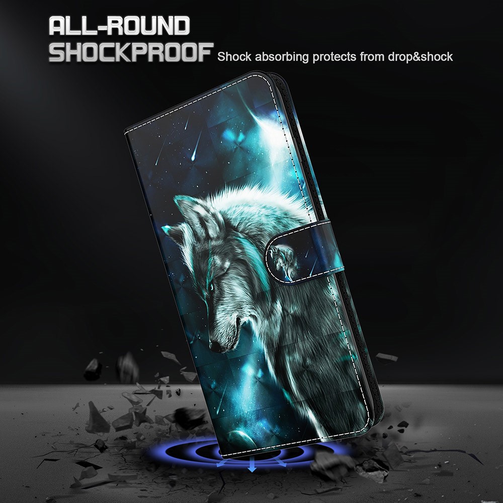 Wallet Stand PU Leather 3D Pattern Printing Phone Cover Shell for Xiaomi Redmi Note 10 Pro Max/Note 10 Pro - Wolf-4