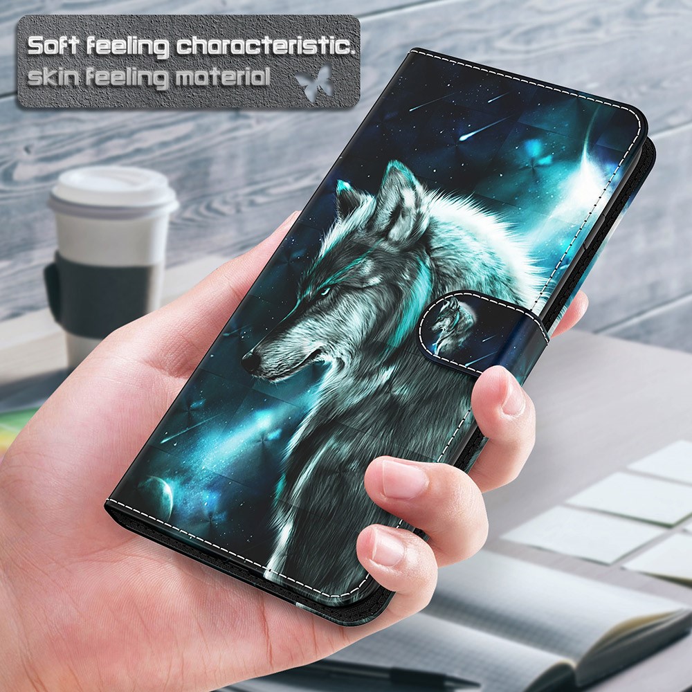 Wallet Stand PU Leather 3D Pattern Printing Phone Cover Shell for Xiaomi Redmi Note 10 Pro Max/Note 10 Pro - Wolf-5