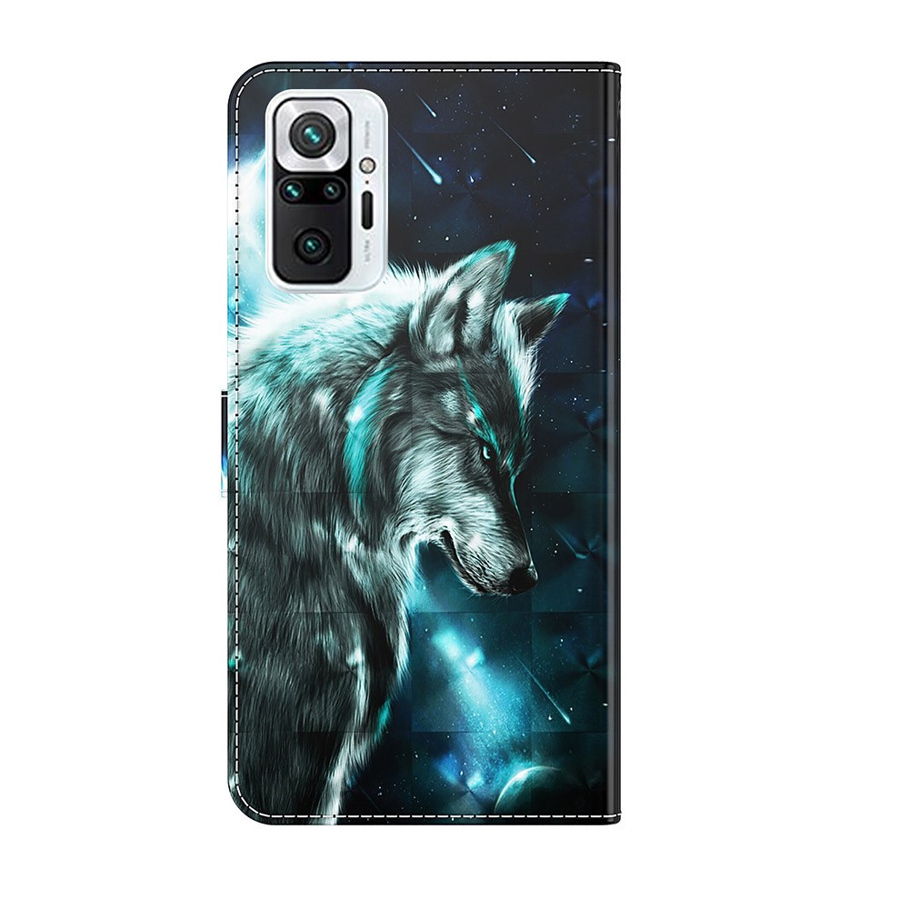 Wallet Stand PU Leather 3D Pattern Printing Phone Cover Shell for Xiaomi Redmi Note 10 Pro Max/Note 10 Pro - Wolf-8