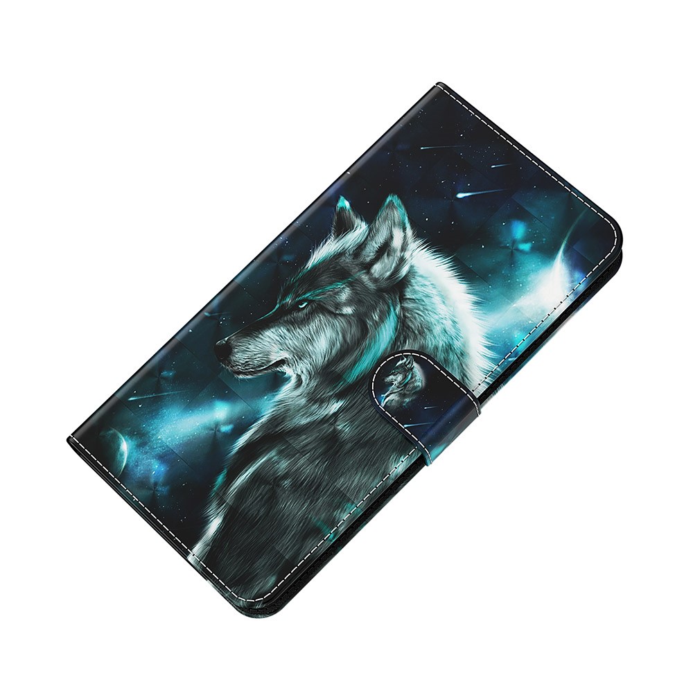 Wallet Stand PU Leather 3D Pattern Printing Phone Cover Shell for Xiaomi Redmi Note 10 Pro Max/Note 10 Pro - Wolf-9