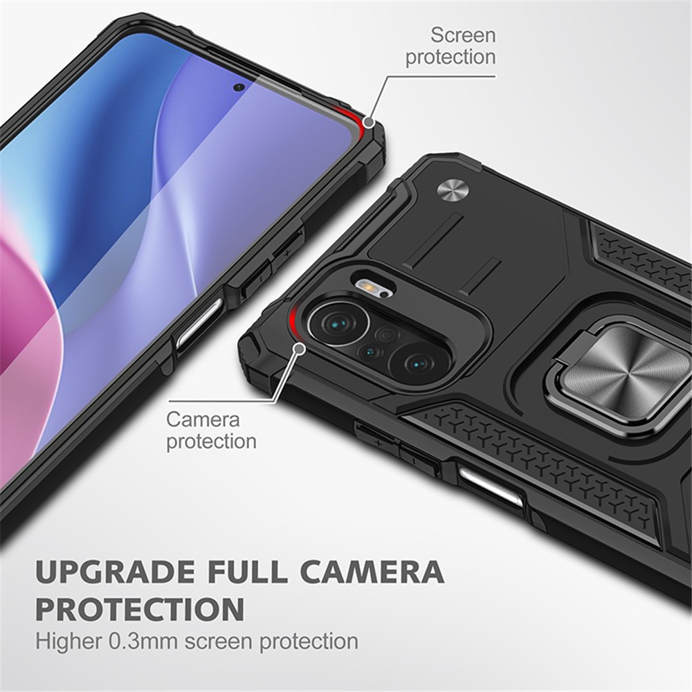 Detachable TPU PC Cover Ring Kickstand with Metal Sheet for Xiaomi Redmi K40/K40 Pro/Mi 11i/Poco F3/K40 Pro+ - Black-2