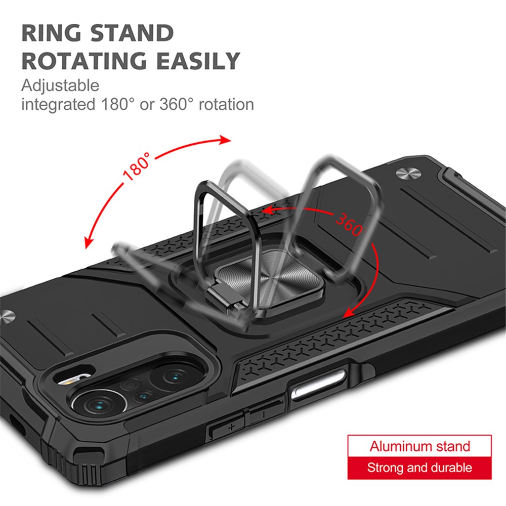 Detachable TPU PC Cover Ring Kickstand with Metal Sheet for Xiaomi Redmi K40/K40 Pro/Mi 11i/Poco F3/K40 Pro+ - Black-5