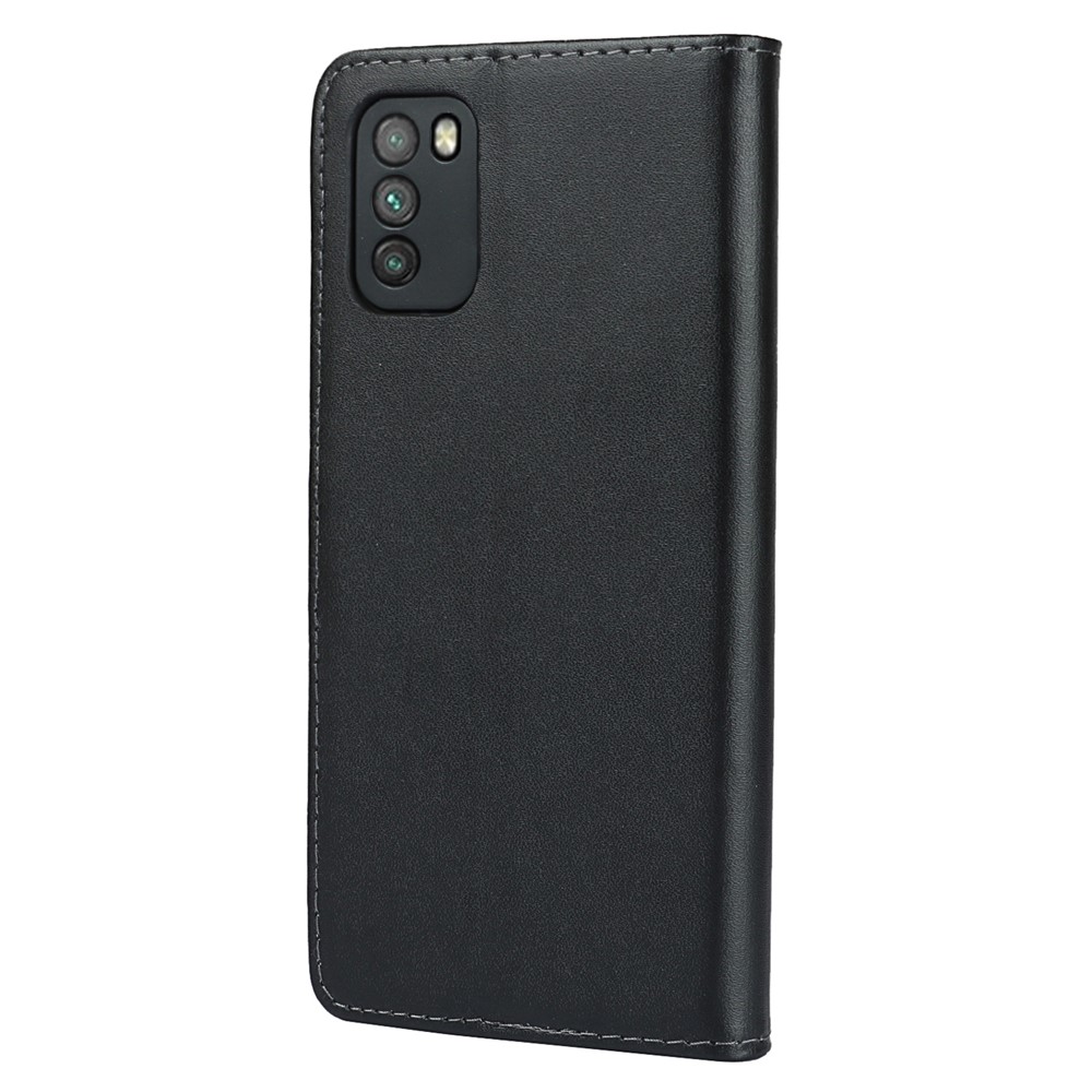 Full-Protection Split Leather Wallet Stand Mobile Phone Case Shell for Xiaomi Poco M3-3