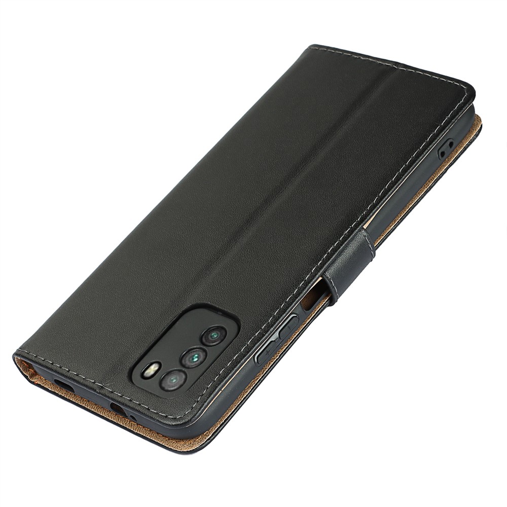 Full-Protection Split Leather Wallet Stand Mobile Phone Case Shell for Xiaomi Poco M3-7