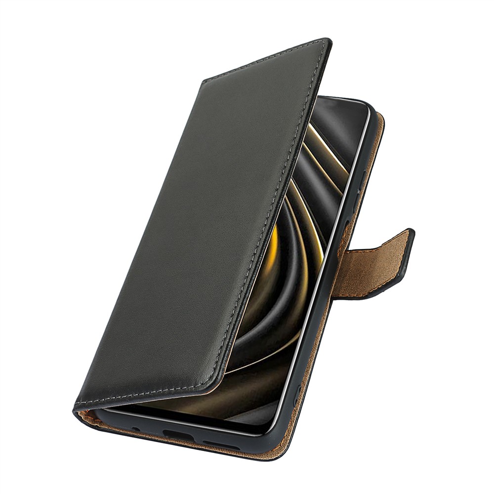 Full-Protection Split Leather Wallet Stand Mobile Phone Case Shell for Xiaomi Poco M3-8