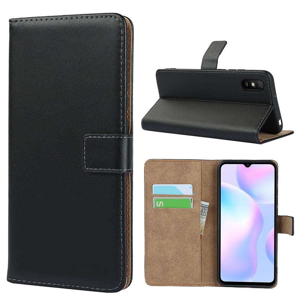Split Leather Phone Case Wallet Stand Design Protective Cover Shell for Xiaomi Redmi 9A-10