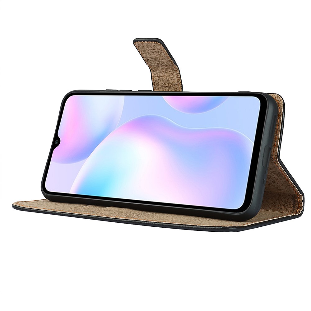 Split Leather Phone Case Wallet Stand Design Protective Cover Shell for Xiaomi Redmi 9A-5