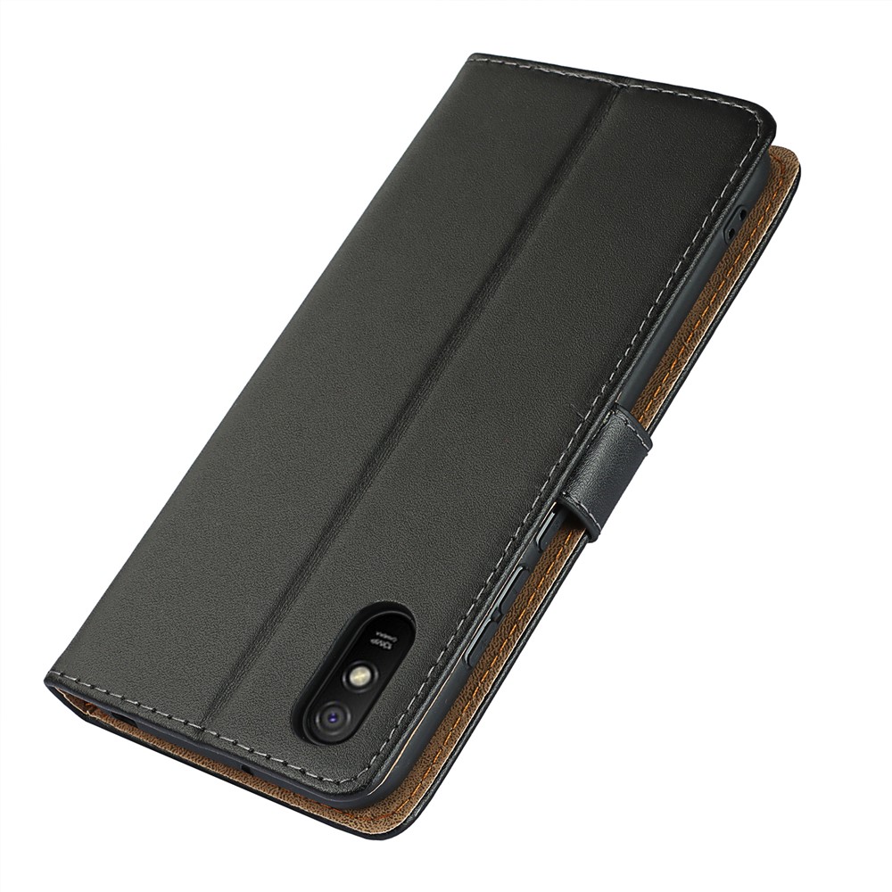 Split Leather Phone Case Wallet Stand Design Protective Cover Shell for Xiaomi Redmi 9A-7