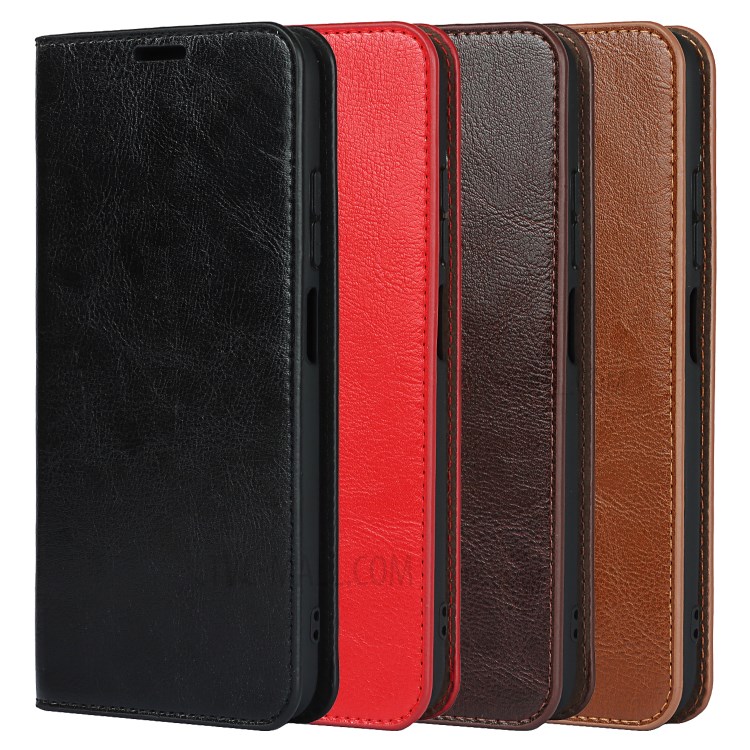 Crazy Horse Skin Genuine Leather Wallet Stand Phone Case Shell for Xiaomi Poco M3 Pro 4G / 5G / Redmi Note 10 5G - Black-10