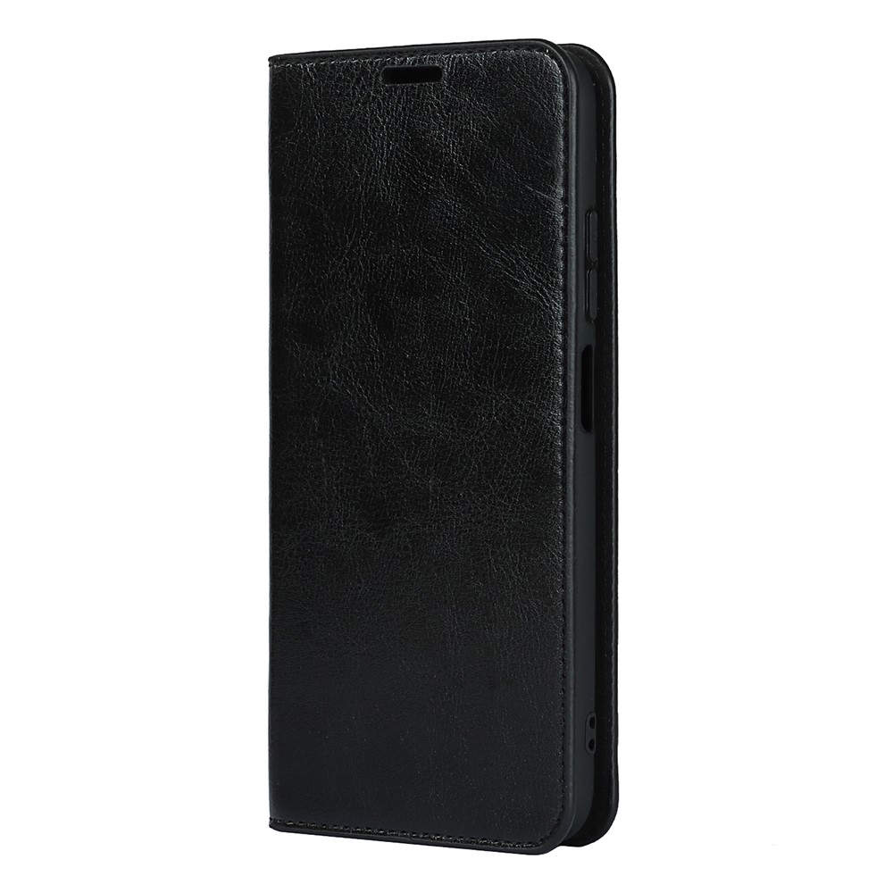 Crazy Horse Skin Genuine Leather Wallet Stand Phone Case Shell for Xiaomi Poco M3 Pro 4G / 5G / Redmi Note 10 5G - Black-2