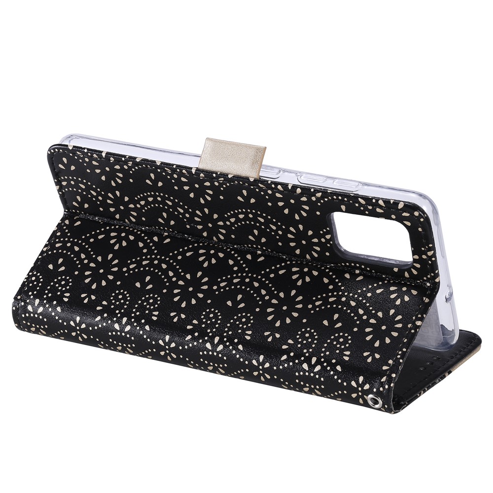 Lace Flower Pattern Zipper Pocket Leather Wallet Phone Case for Xiaomi Redmi Note 10 Pro / Redmi Note 10 Pro Max - Black-6
