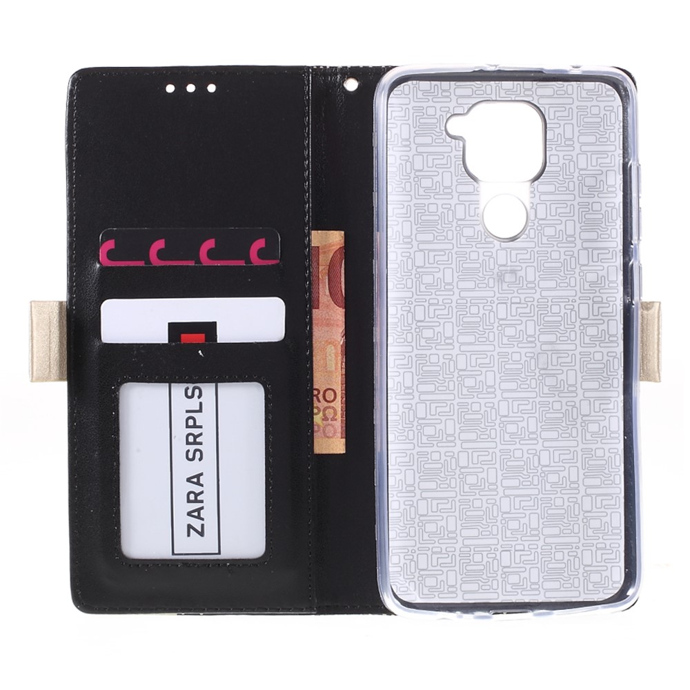 Lace Flower Pattern Zipper Pocket Leather Wallet Phone Case for Xiaomi Redmi 10X 4G / Redmi Note 9 4G (Qualcomm Snapdragon 662) - Black-12
