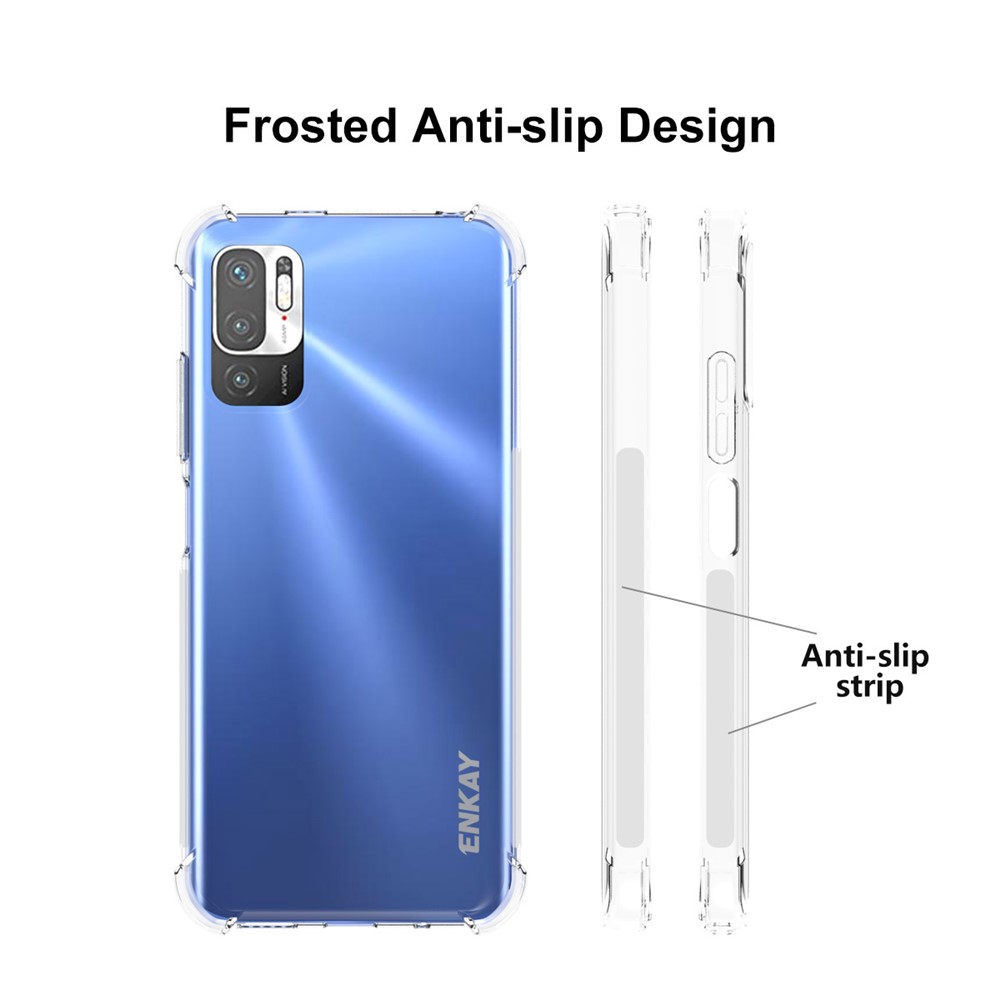 ENKAY Anti-slip Strip Design 4 Corners Thicken Airbag Flexible Transparent TPU Cover Case for Xiaomi Redmi Note 10 5G/Poco M3 Pro 4G/Poco M3 Pro 5G-4