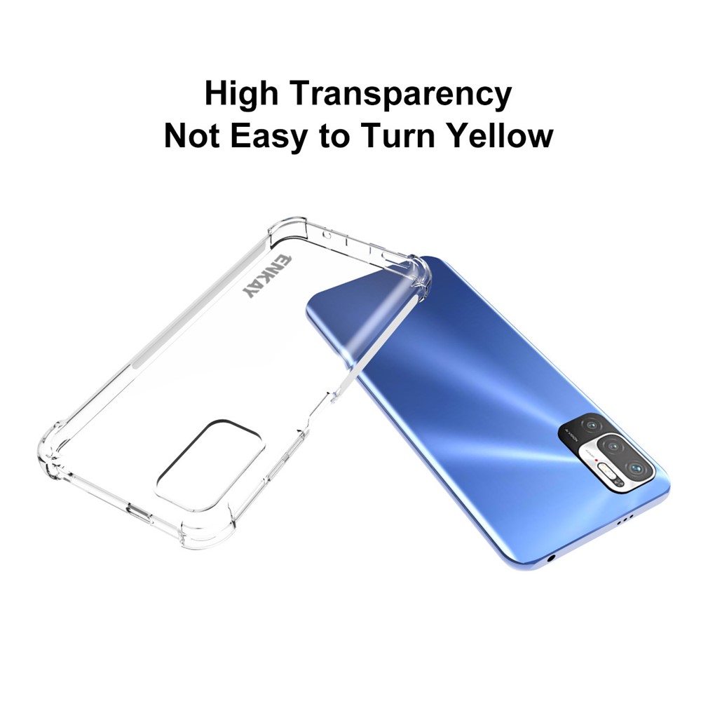 ENKAY Anti-slip Strip Design 4 Corners Thicken Airbag Flexible Transparent TPU Cover Case for Xiaomi Redmi Note 10 5G/Poco M3 Pro 4G/Poco M3 Pro 5G-5