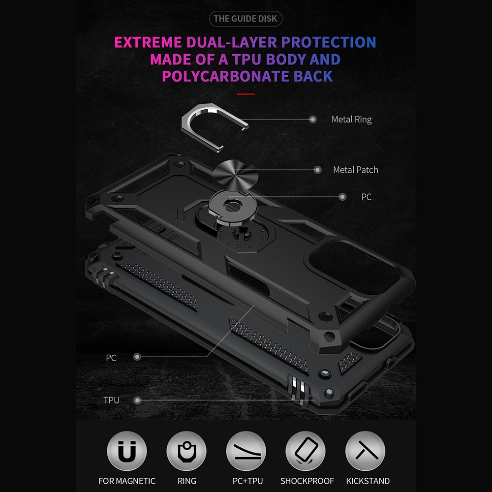 Combo Design PC + TPU Anti-drop Hybrid Phone Shell with Kickstand for Xiaomi Redmi Note 10 Pro/Note 10 Pro Max - Black-5