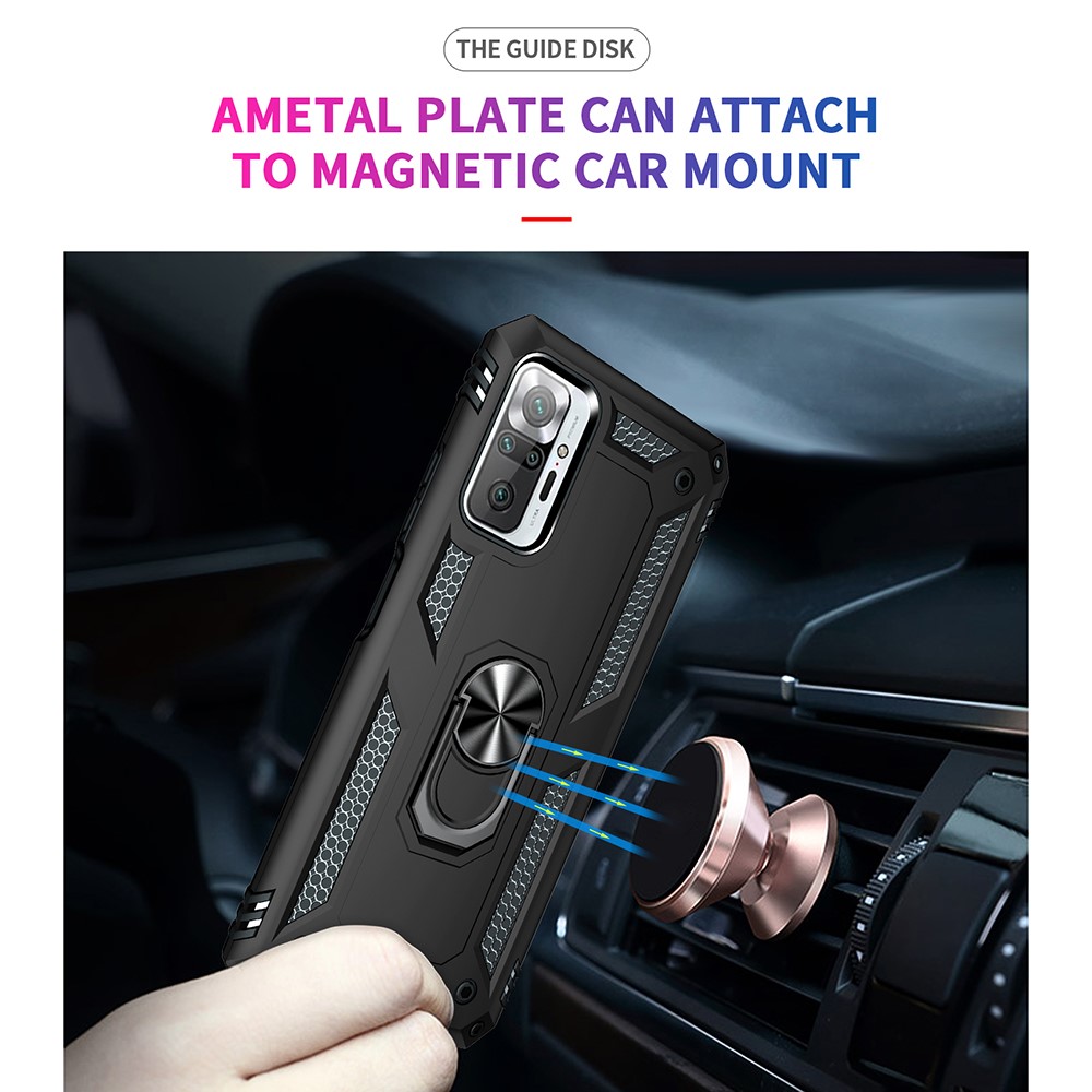 Combo Design PC + TPU Anti-drop Hybrid Phone Shell with Kickstand for Xiaomi Redmi Note 10 Pro/Note 10 Pro Max - Black-6