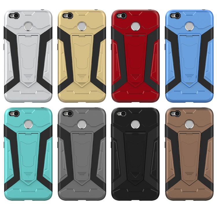 3-in-1 Hard Plastic + TPU Combo Kickstand Phone Case for Xiaomi Redmi 4X - Black-2