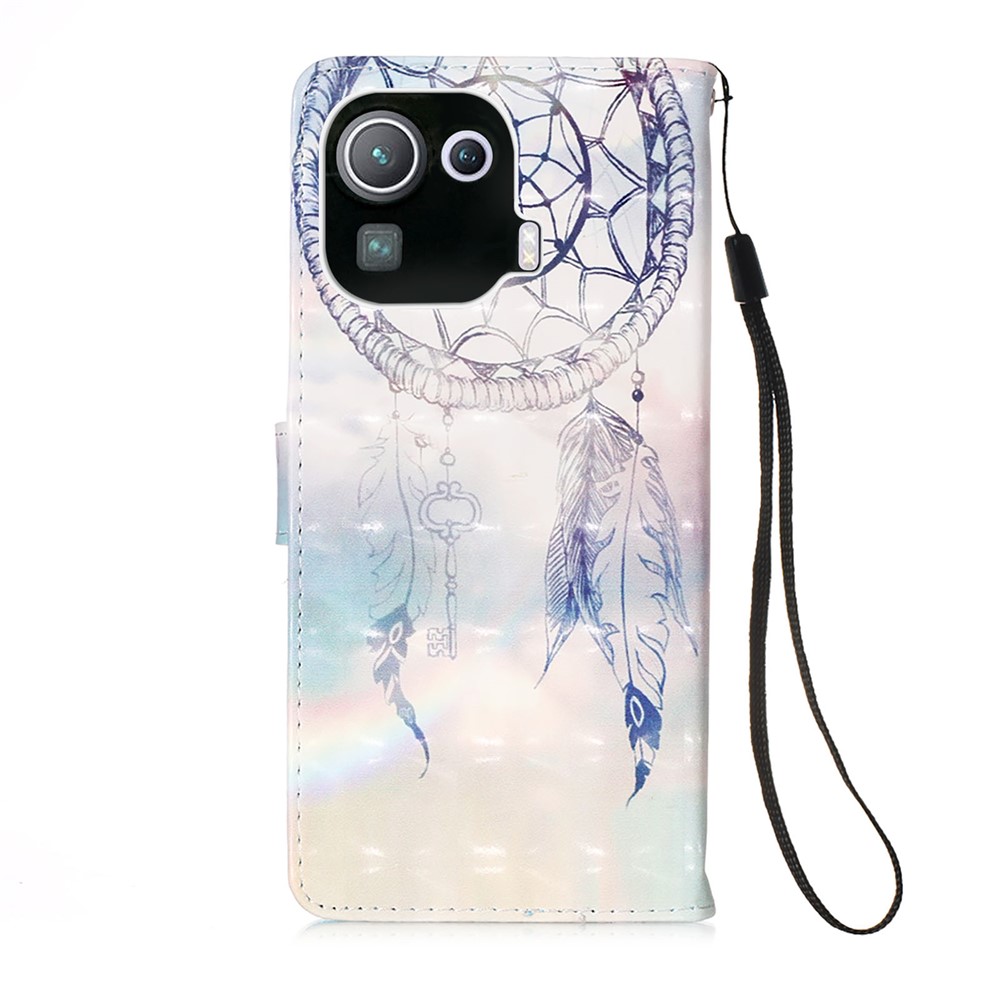 Light Spot Decor Patterned Leather Wallet Shell for Xiaomi Mi 11 Pro - Dream Catcher-3