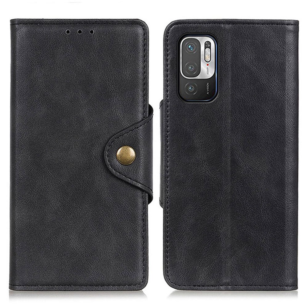 Full Protection Stand Design PU Leather Wallet Case with Magnetic Closure Brass Buckle for Xiaomi Poco M3 Pro 4G/Poco M3 Pro 5G/Note 10 5G - Black-1