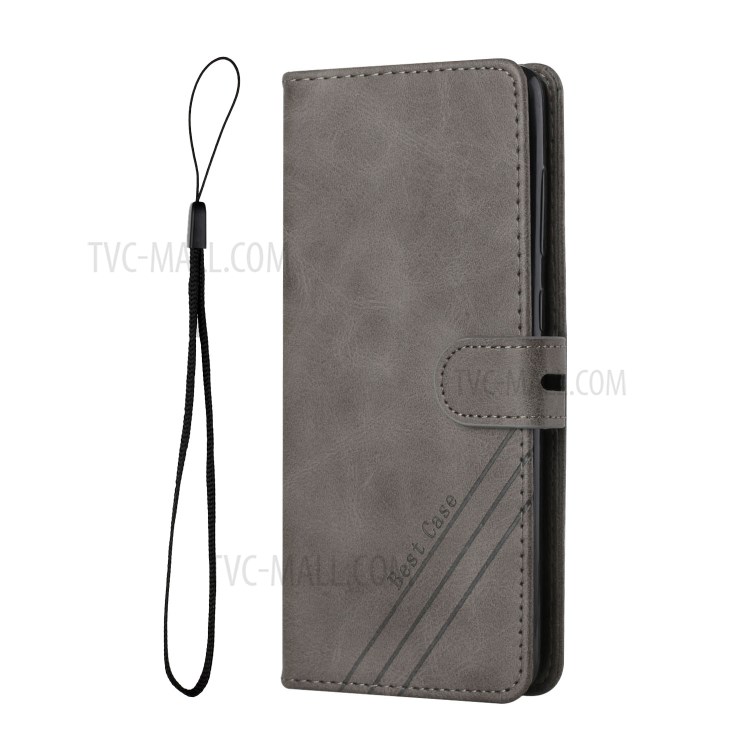For Xiaomi Redmi Note 10 Pro/Note 10 Pro Max Mobile Phone Cover Solid Color Wallet Leather Case Protector - Grey-2