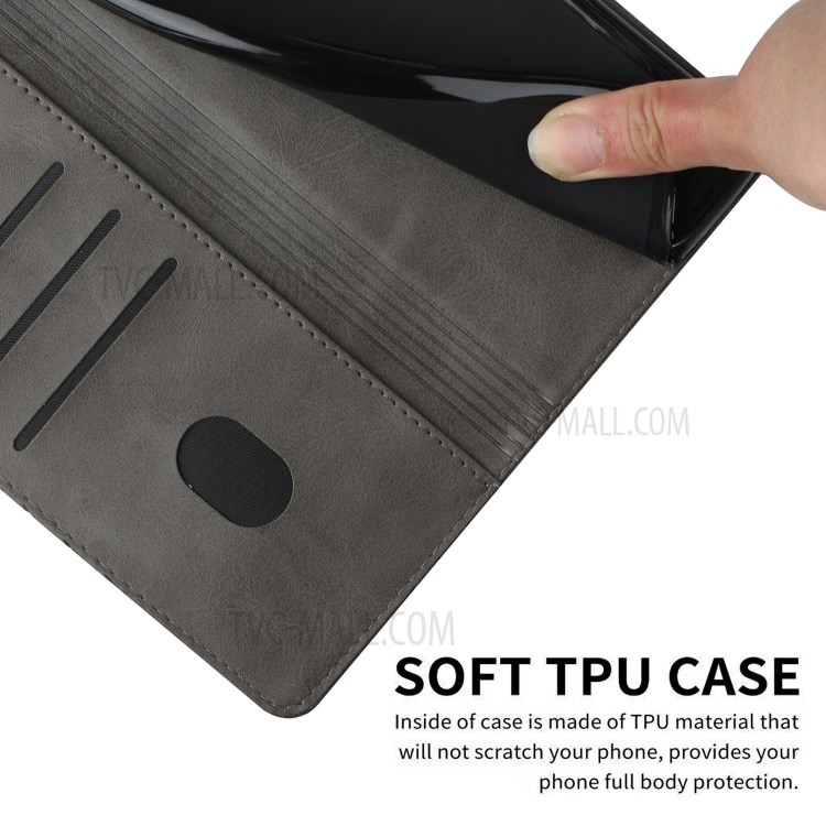 For Xiaomi Redmi Note 10 Pro/Note 10 Pro Max Mobile Phone Cover Solid Color Wallet Leather Case Protector - Grey-7