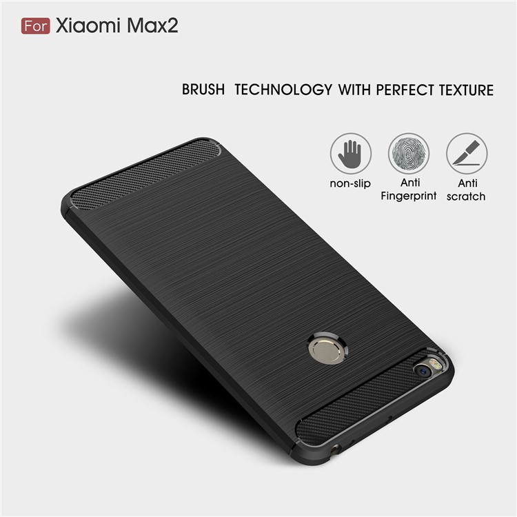 Carbon Fiber Texture Brushed TPU Back Case for Xiaomi Mi Max 2 - Black-3