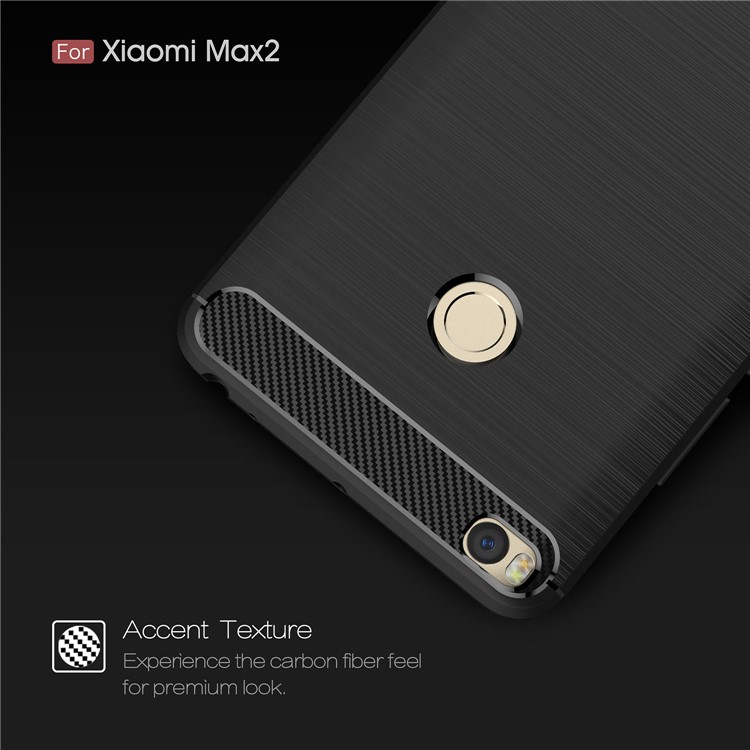 Carbon Fiber Texture Brushed TPU Back Case for Xiaomi Mi Max 2 - Black-4