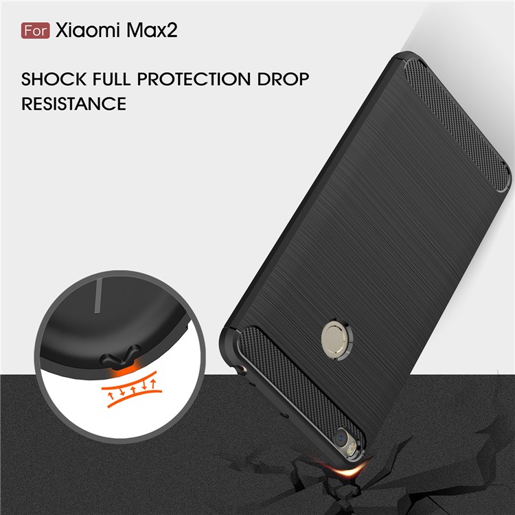 Carbon Fiber Texture Brushed TPU Back Case for Xiaomi Mi Max 2 - Black-6
