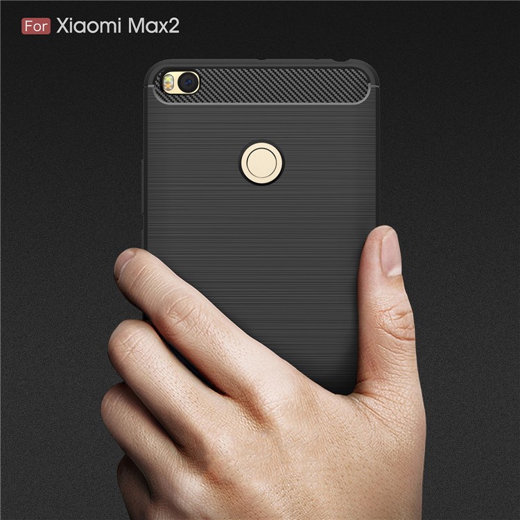 Carbon Fiber Texture Brushed TPU Back Case for Xiaomi Mi Max 2 - Black-8