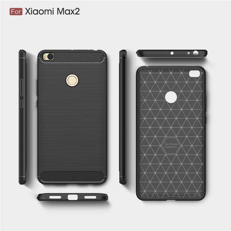Carbon Fiber Texture Brushed TPU Back Case for Xiaomi Mi Max 2 - Black-9