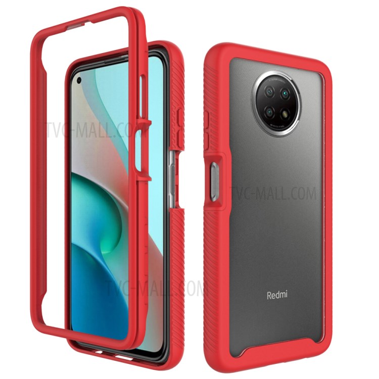 TPU + PC Hybrid Case Protection Cover for Xiaomi Redmi Note 9 5G/Note 9T 5G - Red-1