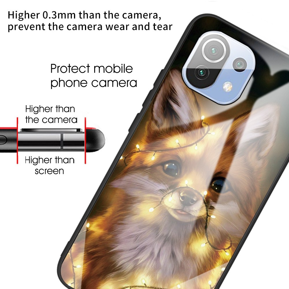 Pattern Printing Tempered Glass + TPU Mobile Phone Back Case Cover for Xiaomi Mi 11 - Dog-3