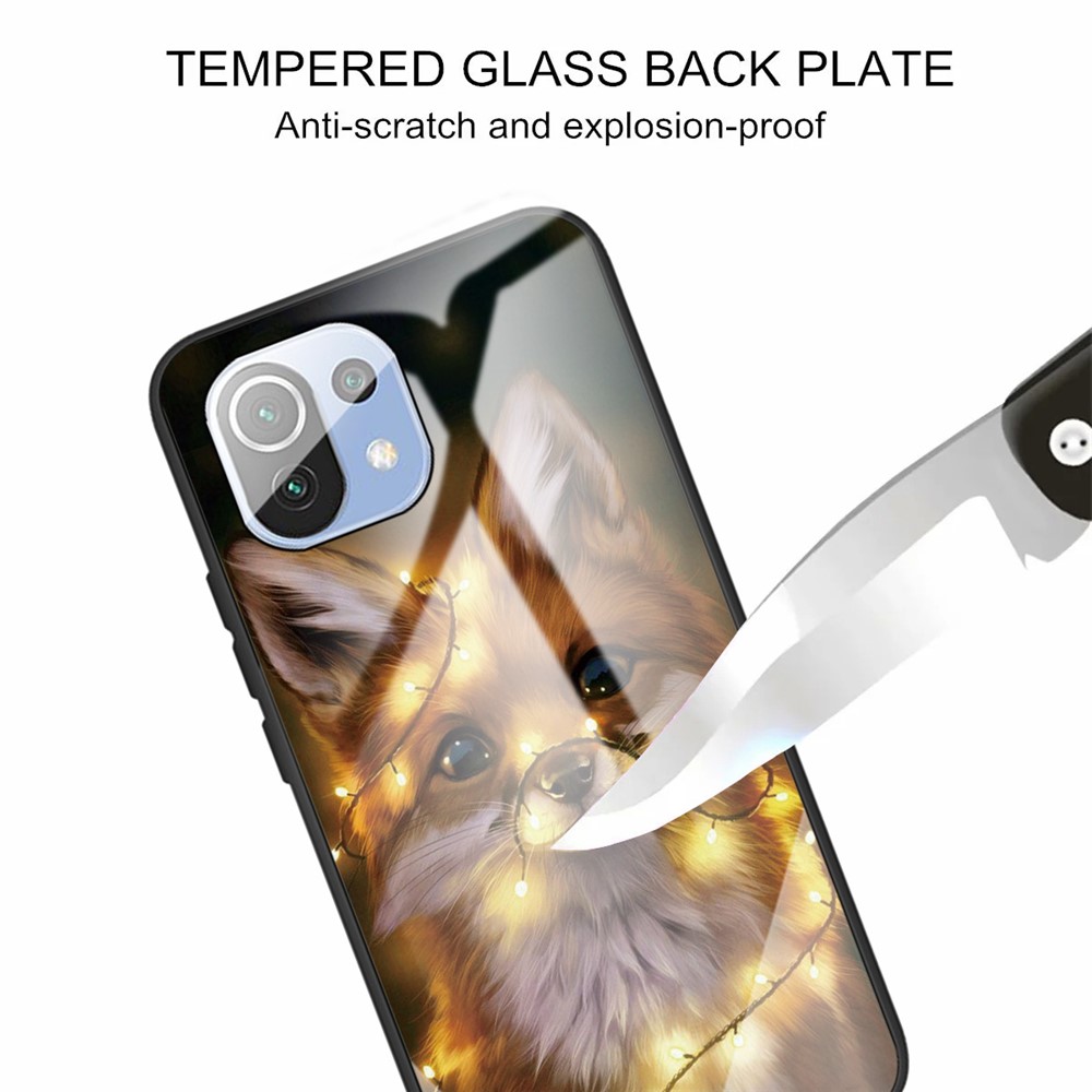 Pattern Printing Tempered Glass + TPU Mobile Phone Back Case Cover for Xiaomi Mi 11 - Dog-4