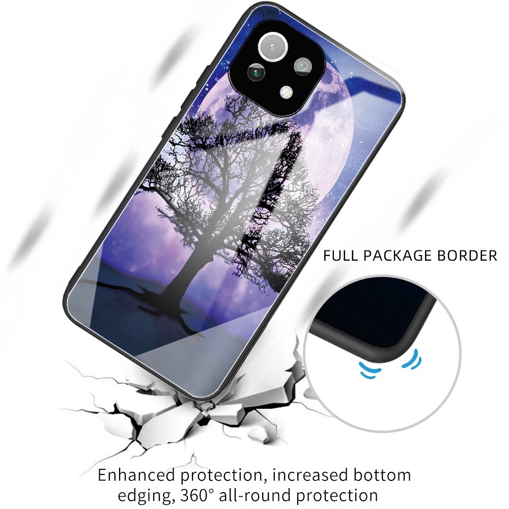 Pattern Printing Tempered Glass + TPU Protection Cell Phone Hybrid Case Cover for Xiaomi Mi 11 Lite 4G/5G - Tree-2