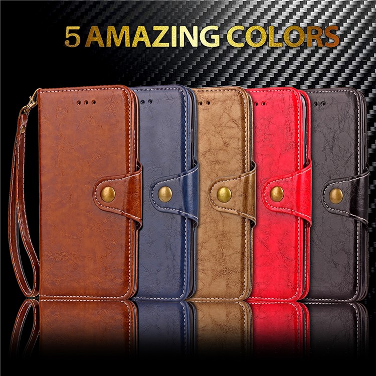 Retro Style Button Closure PU Leather Wallet Phone Shell with Stand for Xiaomi Redmi 4 - Black-7