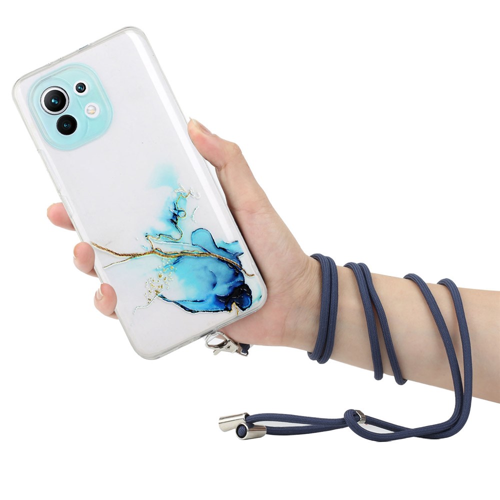 Lanière Réglable Design TPU Souple Coque Bien Protégée Avec Motif De Marbre Pour Xiaomi MI 11 - Style A-3